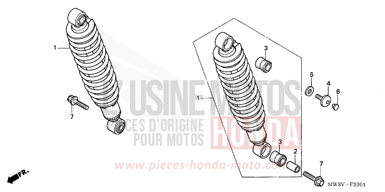 REAR CUSHION (2) for CB Seven Fifty BLACK (NH1) from 2001